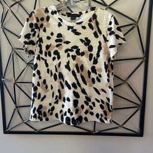 Sanctuary Black and Brown Animal Print Short Sleeve Top